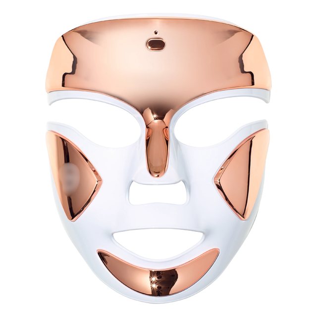 A rigid-shell at-home LED face mask, shown as a generic example of the category