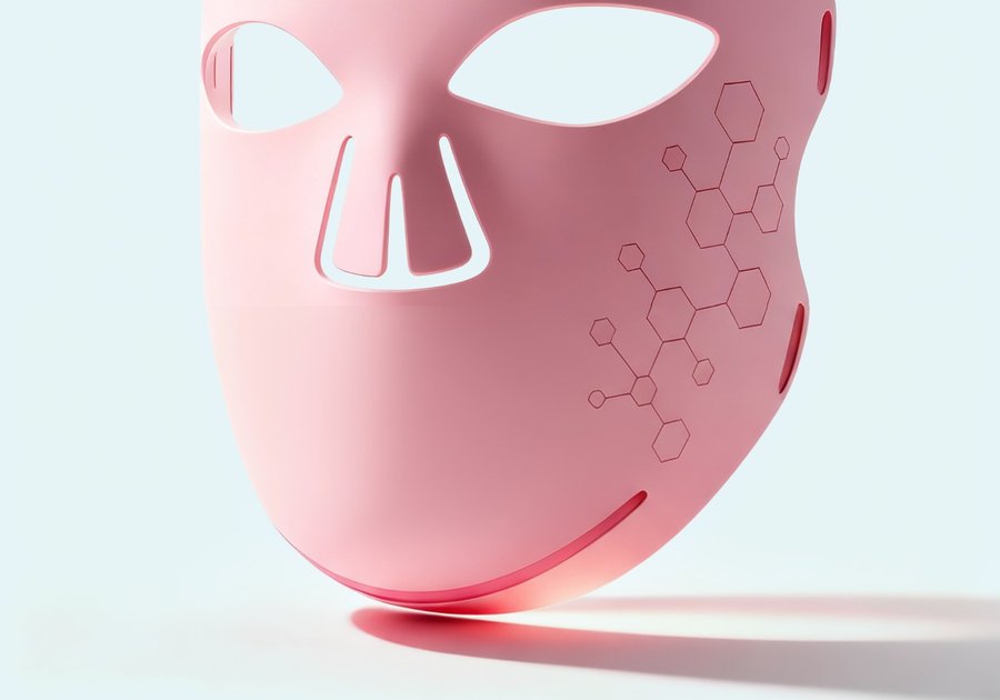 VogueNow LuminX Pro LED mask, flexible silicone body with contoured chin and lip section